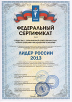 Федеральный сертификат - Лидер России 2013