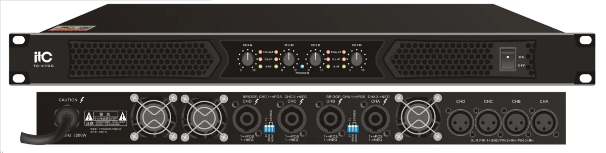 TC-4700 4-канальный профессиональный усилитель,8Ω:4*700W;4Ω:4*1200W;2Ω:4*2250W;Bridge16Ω:2*1400W