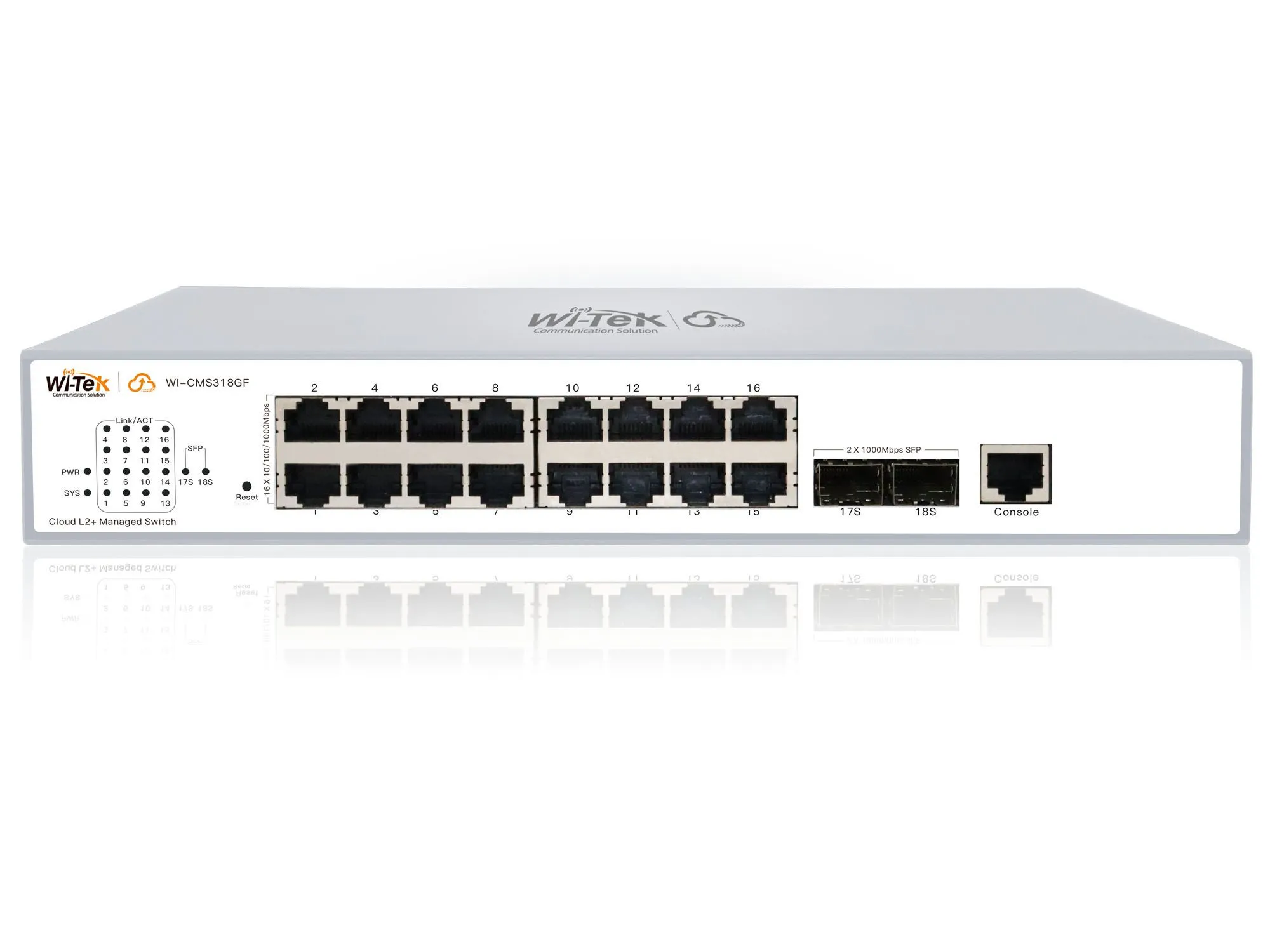 WI-CMS318GF, Коммутатор управляемый L2, порты 16 100/1000Base-TX  + 2 SFP