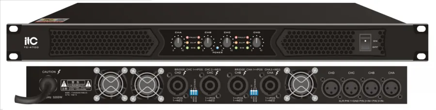 TC-4700 4-канальный профессиональный усилитель,8Ω:4*700W;4Ω:4*1200W;2Ω:4*2250W;Bridge16Ω:2*1400W