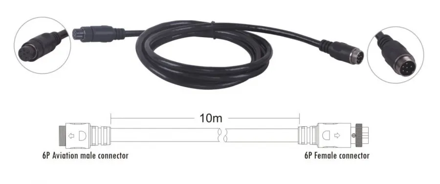 TS-10D, удлинитель 6-pin m-f, 10м