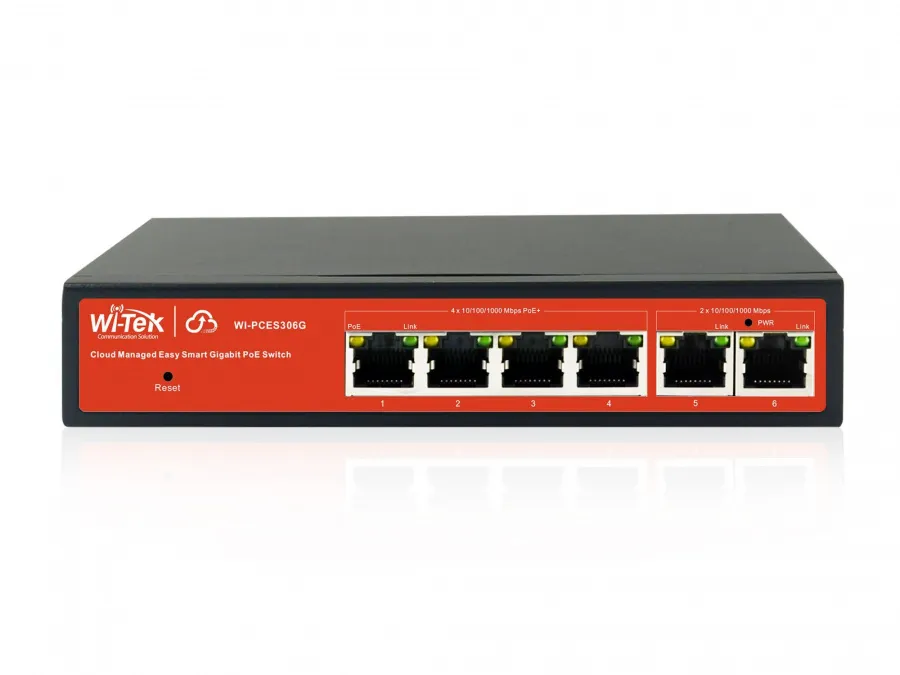 WI-PCES306G настраиваемый PoE 60Вт, порты 4 PoE GE + 2GE, Easy Smart