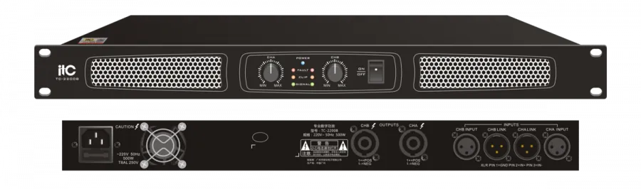 TC-2200B 2-канальный профессиональный усилитель,Stereo@8Ω: 200W×2, Stereo@4Ω: 400W×2