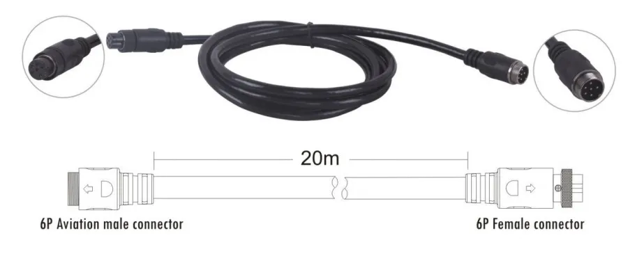 TS-20D, удлинитель 6-pin m-f, 20м
