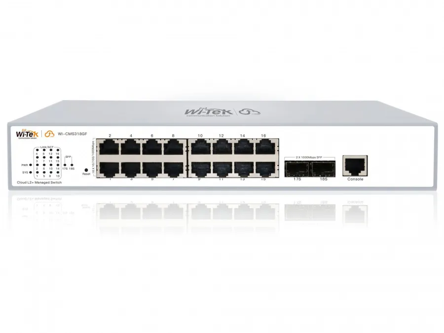 WI-CMS318GF, Коммутатор управляемый L2, порты 16 100/1000Base-TX  + 2 SFP