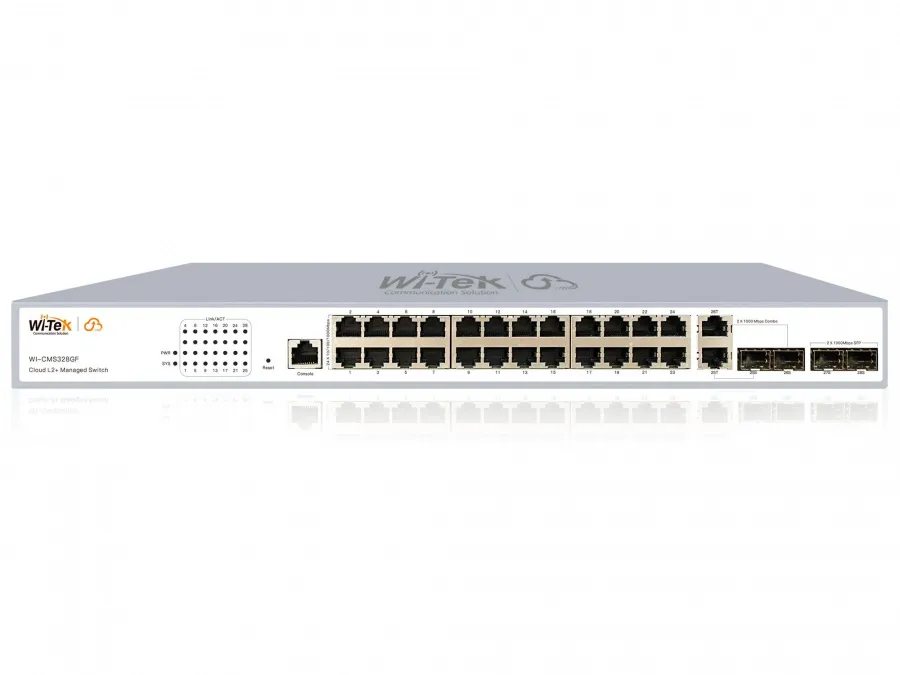 WI-CMS328GF, Коммутатор управляемый L2, порты 24 100/1000Base-TX  + 4 SFP